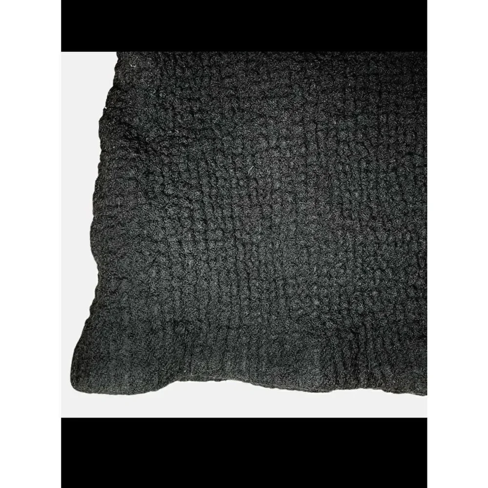 Zara Textured Crop Top with Raglan 3/4 Sleeves in Dark Black Women’s XS
